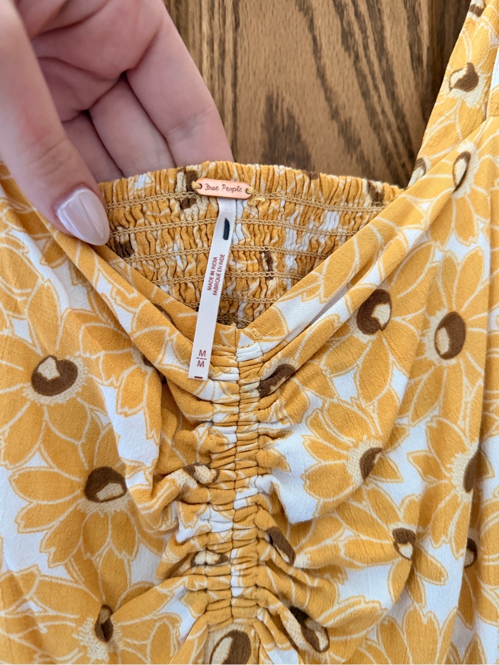 Free People Yellow Floral Midi Dress with Sweetheart Bodice - Picture 5 of 6